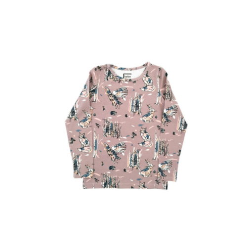 HEBE - shirt - lange mouwen - dieren - oud roze - Eileen4Kids