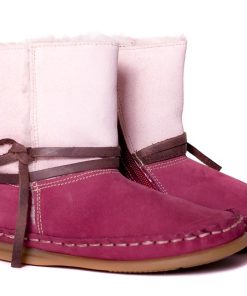 Bardossa - Bajo Nubuck Burdeos laarsjes met bont - kinderschoen - roze