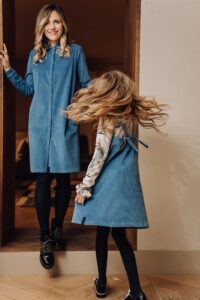 HEBE - jurk - spagettibandjes - corduroy - licht blauw - Eileen4Kids