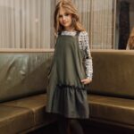 HEBE - jurk - spagettibandjes - khaki - Eileen4Kids