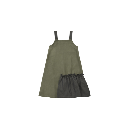 HEBE - jurk - spagettibandjes - khaki - Eileen4Kids