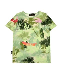 HEBE - t-shirt - palmenprint - groen - Eileen4Kids