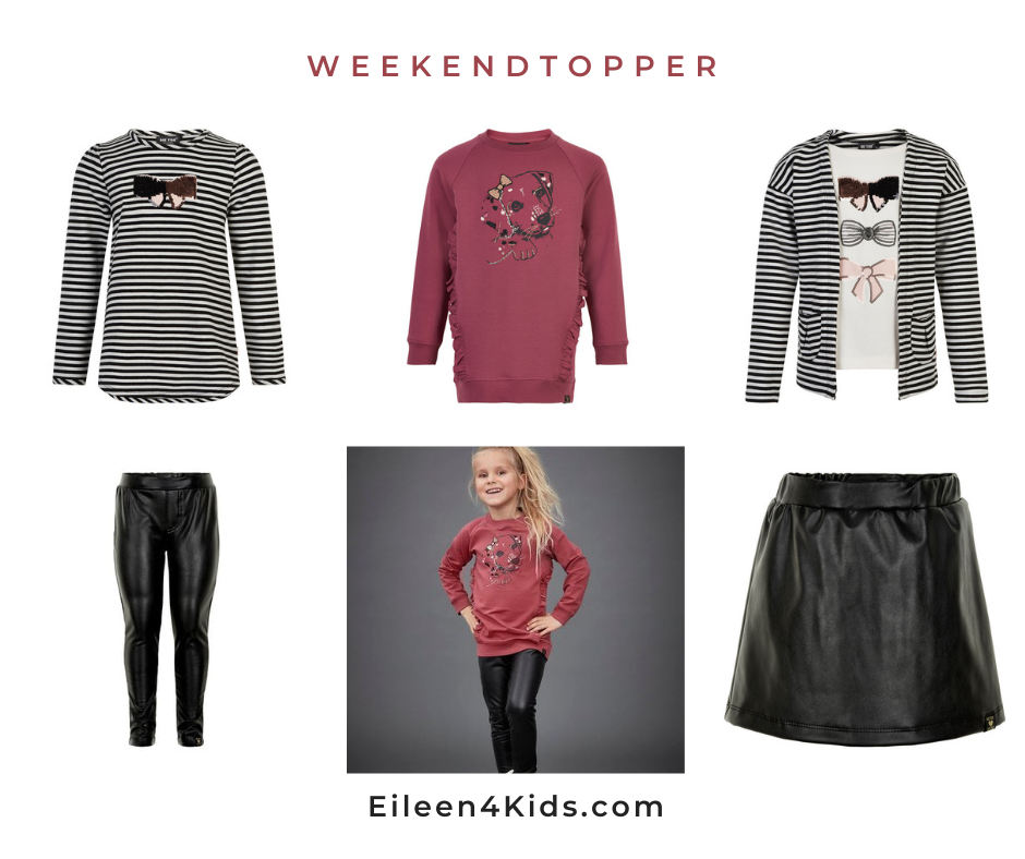 Weekendtopper - strikjes, streepjes en imitatieleer - Eileen4Kids