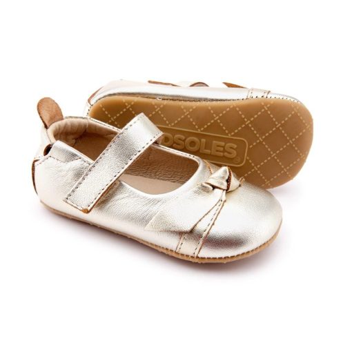 OLD SOLES - ballerina's - bow chique gold - Eileen4Kids