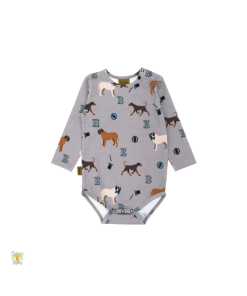 HEBE - romper met circusprint en honden - grijs - Eileen4Kids