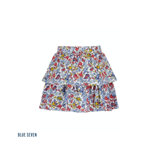 Blue Seven - rok - bloemenprint - blauw - Eileen4Kids