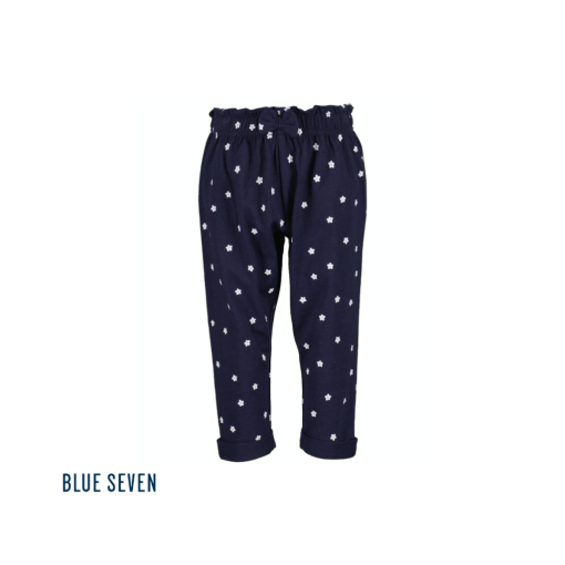 Blue Seven - joggingbroek - donkerblauw witte bloemen - Eileen4Kids