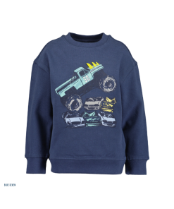 Blue Seven - sweater - monster truck - blauw - Eileen4Kids