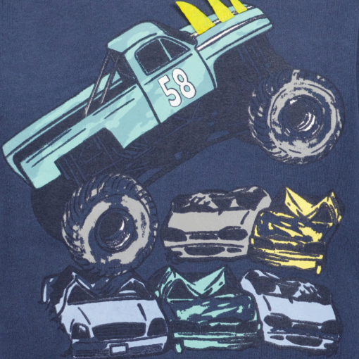 Blue Seven - sweater - monster truck - blauw - Eileen4Kids