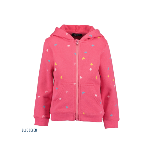 Blue Seven - Sweat vest- vlinders - roze - Eileen4Kids